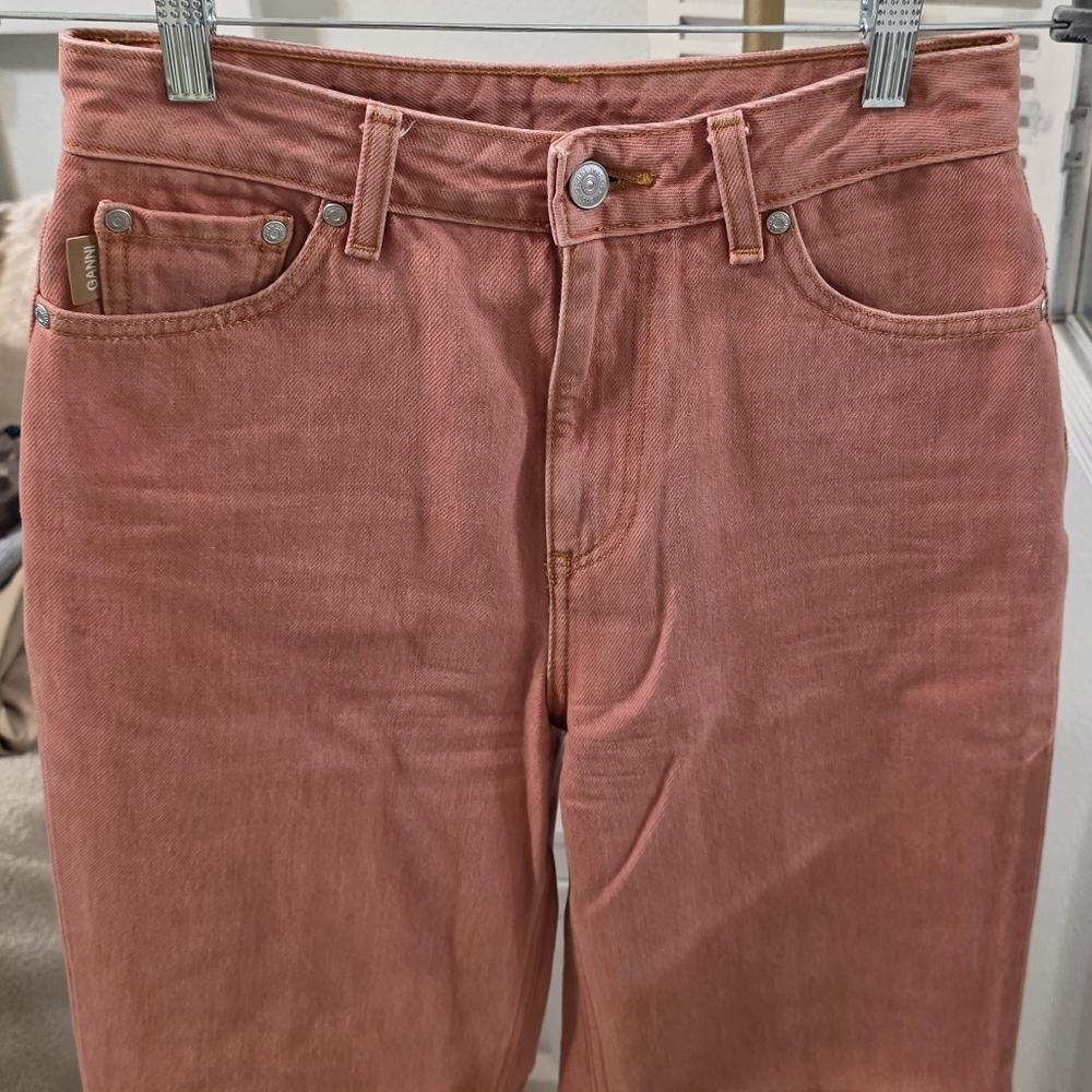 ๐๏ธ GANNI Pink Yarn-Dyed Straight Jeans - Picture 4 of 14